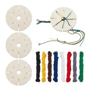 Wooden Round Bracelet Weaving Board, Circular Craft Disc for Handmade Bracelet Making, Friendship Cord Weaving Tool