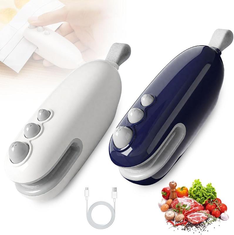 2Pcs Mini Bag Sealer with Cutter and Magnet, Handheld 2 in 1 Rechargeable Food Bag Sealer,Mini Bag Sealer Magnetic,Chip Heat Sealer for Plastic Bag Snack Bag Food Storage(White+Blue) 2Pcs Mini Bag Sealer with Cutter and Magnet, Handheld 2 in 1 Rechargeable Food Bag Sealer,Mini Bag Sealer Magnetic,Chip Heat Sealer for Plastic Bag Snack Bag Food Storage(White+Blue)