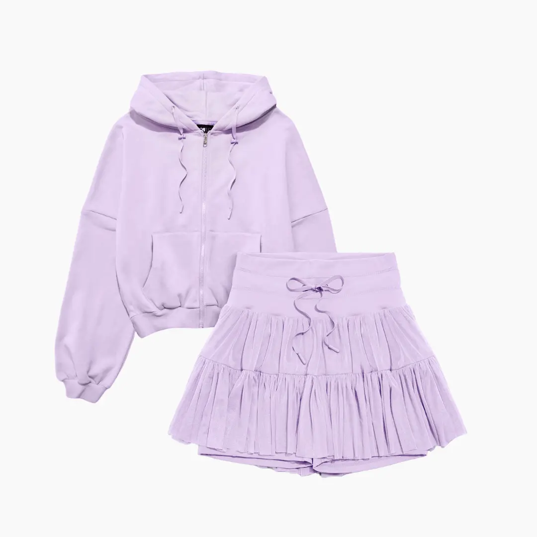Digital Lavender TikTok Exclusive Bundle - Pirouette Skort x Zip Cloud Hoodie Digital Lavender TikTok Exclusive Bundle - Pirouette Skort x Zip Cloud Hoodie