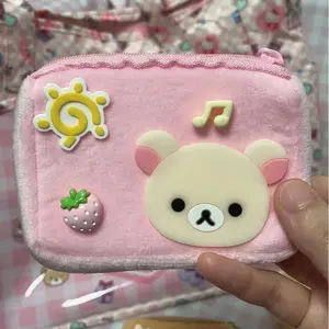 Japanese San-X Rilakkuma Plush Coin Wallet Cute Bag Pendant Headphone Storage Bag Mini Couple Zipper Coin Wallet Keychain Gift