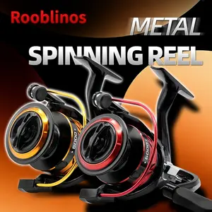 Rooblinos YG META Spinning Fishing Reel, Foldable Handle, 5+1 Stainless Steel Bearings, Powerful Drag Up To 53lbs, Lightweight All Metal Body, Long Casting Large Capacity Spool, Smooth & Durable For Freshwater Saltwater Fishing, Fishing Tackle