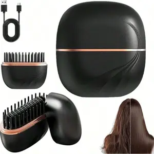 2026 Upgrade VersionMini Cordless Hair Straightener Comb For Bangs, Small Portable Hair Straightener Comb, Portable Pocket Size Cordless Hair Straightener Brush, Mini Hot Comb, Rechargeable USB, Mini Straightener, Bangs Styling, On-The-Go Styling, Lightwe
