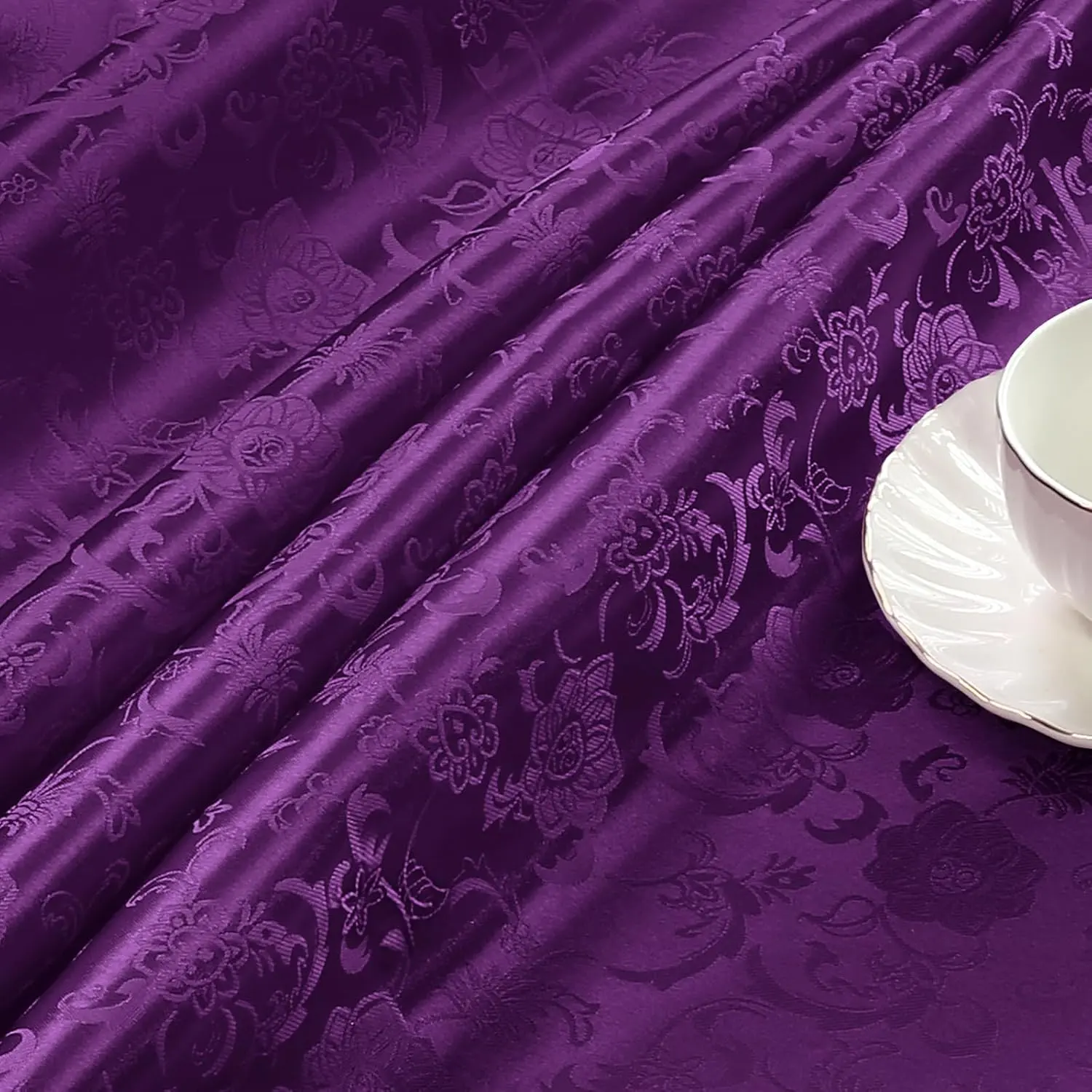Pureple Satin Fabric by The Yard - 5 Yards 60 Inches Wide Satin Jacquard Fabric Luxurious Satin for DIY Crafts and Clothing Making