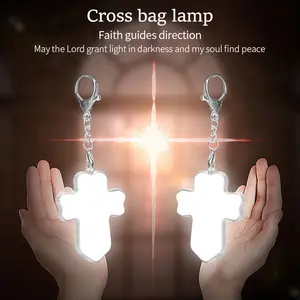 Cross-shaped LED sensor light, automatic sensor wallet light for women, USB rechargeable bag light, automatic on/off, portable night light for women, ideal gift for Valentine's Day, birthdays, and Christmas, event accessory, cross design.