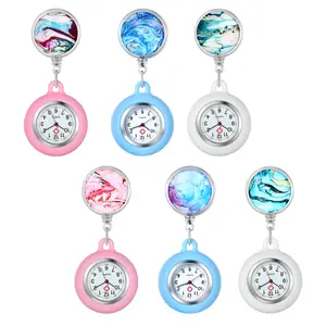 OIDEA Nurse Watch with Stretchy Retractable Cord Eco-Friendly Silicone Case Starry Sky Design Fob Watch