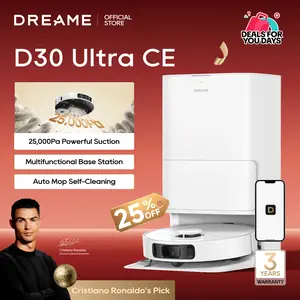 【Super Brand Day】DREAME D30 Ultra CE Robot Vacuum and Mop with Auto Dust Emptying, 25,000Pa Suction, 0.41in Mop Lifting, Multifunctional Base Station, Mop Self-Washing, Smart Obstacle Avoidance, White