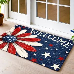 1pc, 2pcs, 3pcs Patriotic Star - Striped Flower Doormat, Durable & Stain - Resistant, Machine - Washable Entry Rug, Suitable for Indoor/Outdoor Use: Front Door, Bath, Kitchen, Living Room, Bedroom, Office, Balcony, Corridor, Porch, Dog Mat