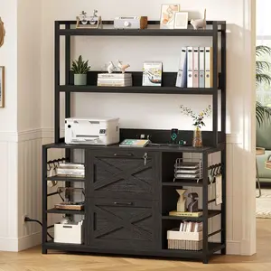 SIKAIC Black Lateral File Cabinet with Built-in Lock, Legal Size Fits Office Commercial Furniture Storage Solution