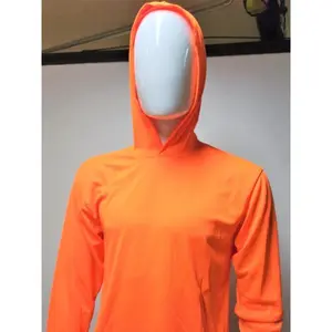 Hi Vis Long Sleeve Safety Shirt With Hoodie, Quick Dry Polyester Birdeye mesh / Ultra lightweight hoodie shirt Reflective Thin Pullover Longsleeves
