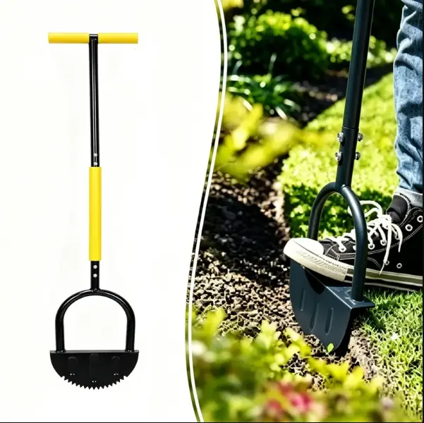 Saw-Tooth Edger Lawn Tool, Half Moon Lawn Edger with T-Grip, Sidewalk Grass Long Handled Step Edger, 42-Inch | Garden Edging Tool with Sharp Steel Blade, 42in, Wide Footplate, Ergo T-Grip Handle, Edging Shovel for Landscaping & Sidewalk