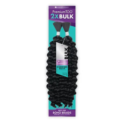 Sensationnel Premium Too Braiding Hair, 18" Water Wave 2X Bulk, Human Hair Blend for Texturizing, Best for Boho Braids and Boho Soft Locs, Boho Goddess Braids, Bulk Extensions