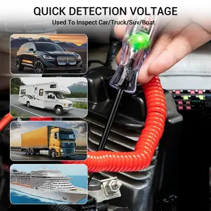 Automotive 5V-90V Digital LED Circuit Tester with 110" Extended Spring Wire - Bidirectional Voltage Tester for Car Electrical System, Insulated Handle & Alligator Clip