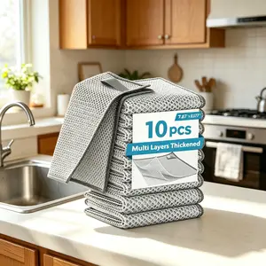 10 Pack Non-Scratch Wire Dishcloths, Multipurpose Reusable Kitchen Dish Towels, Wet & Dry Use, Easy Rinsing Cleaning Cloths for Sinks, Pots and Pans