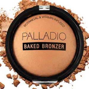 Palladio Baked Bronzer, Highly Pigmented and Easy to Blend, Shimmery Bronzed Glow, Use Dry or Wet, Lasts all day long, Provides Rich Tanning Color Finish, Powder Compact