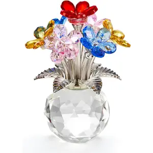 Flower Decoration Glass  Birthday Gifts for Women Wife Girlfriend Daughter Ornament Bouquet for Wedding Anniversary Mom Mother's Day from Daughter Son (Multicolored  02)