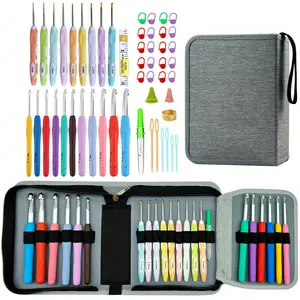 Ergonomic Crochet Hooks Complete Set 21 Sizes 0.8 mm-10mm with Case for Crafting and Knitting