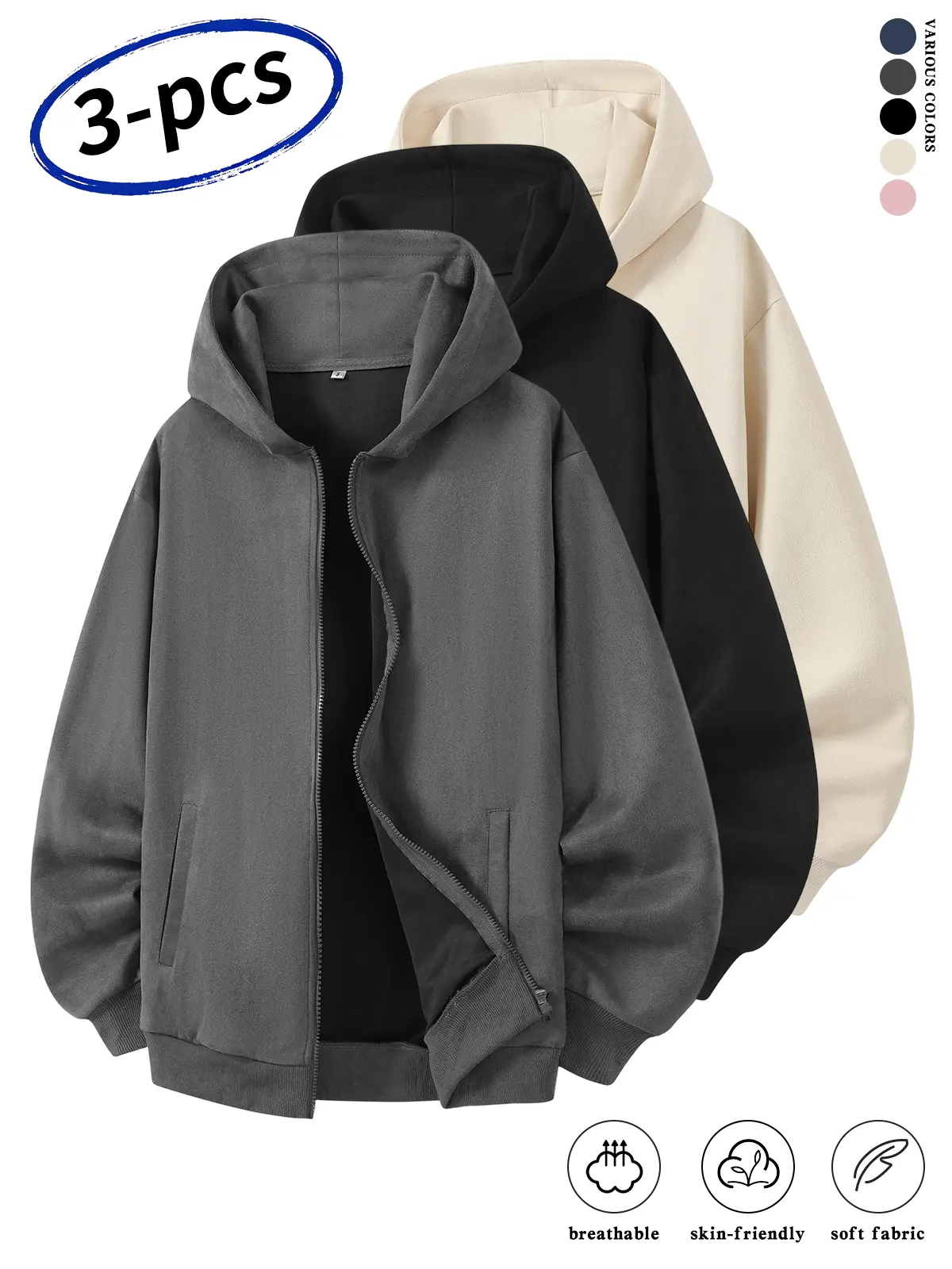 Men’s hoodies, men’s hooded outerwear, micro suede zip-up hoodie, men’s zip hoodies, suede-style jackets, solid-color hoodie, men’s clothing, ribbed cuffs, comfortable fashion, athletic sweatshirt, streetwear, going-out outfit, men’s everyday wear, fall c
