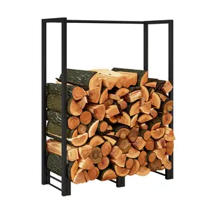 Waterproof Firewood Rack 2.5ft Holder Outdoor Indoor Heavy Duty Log Fire Storage Fireplace Metal Wood Stacker Pile Organizer for Patio Deck