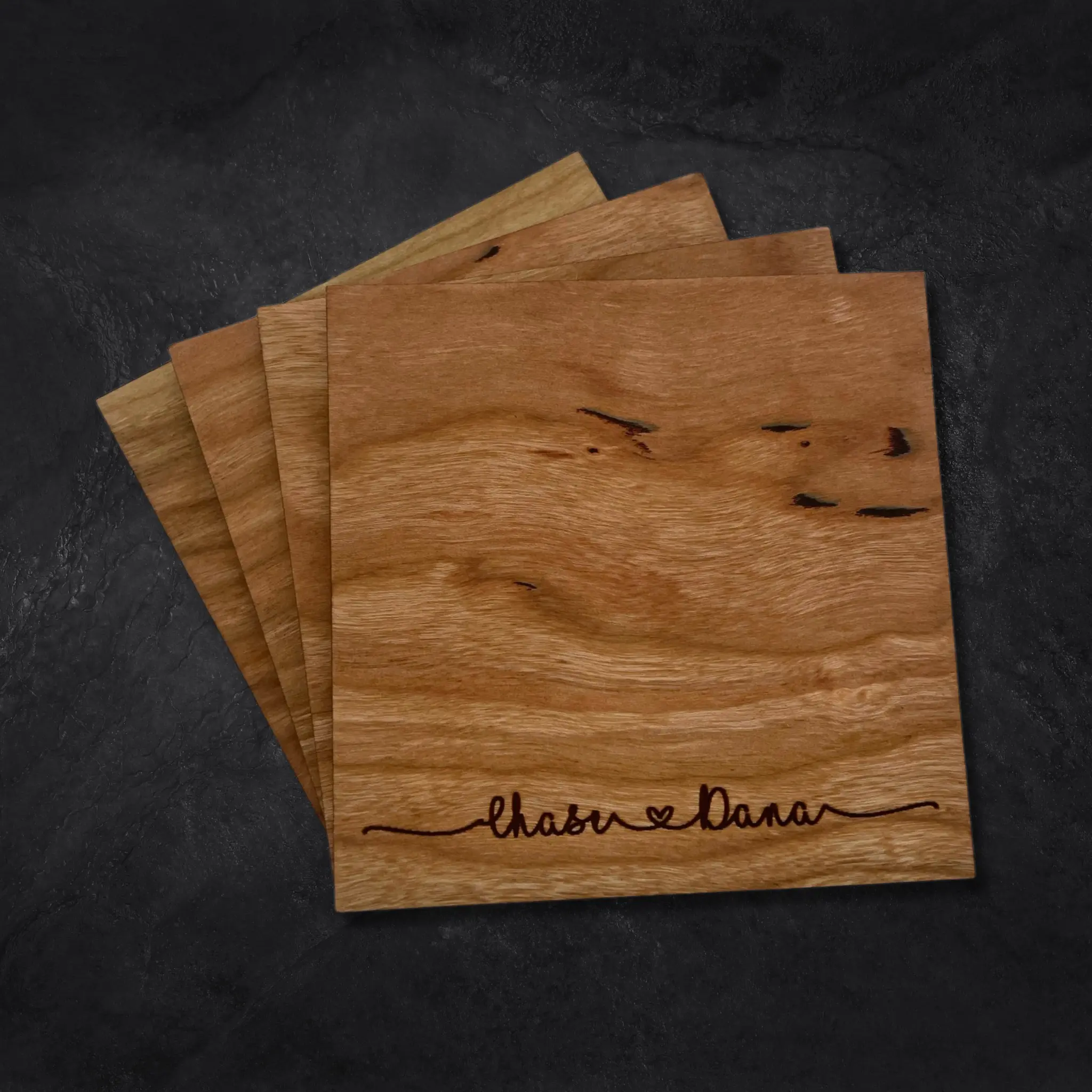 Connected by Love Personalized Wood Coasters
