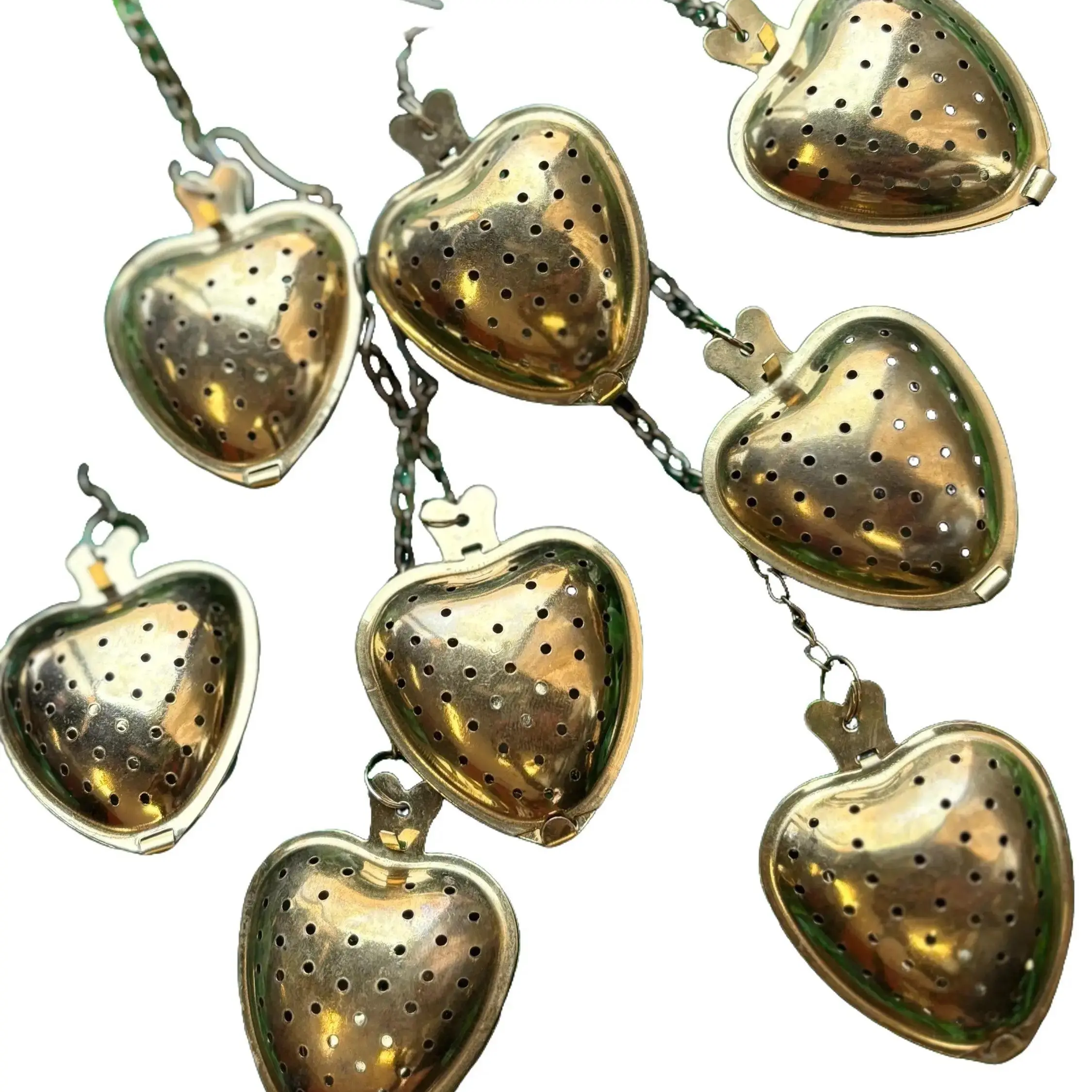 Gold Tea Strainer - Heart-Shaped Design, 0-4 Cups, Reusable, Durable, Gold Finish, Approximately 2 Inches Width x 2.5 Inches Height