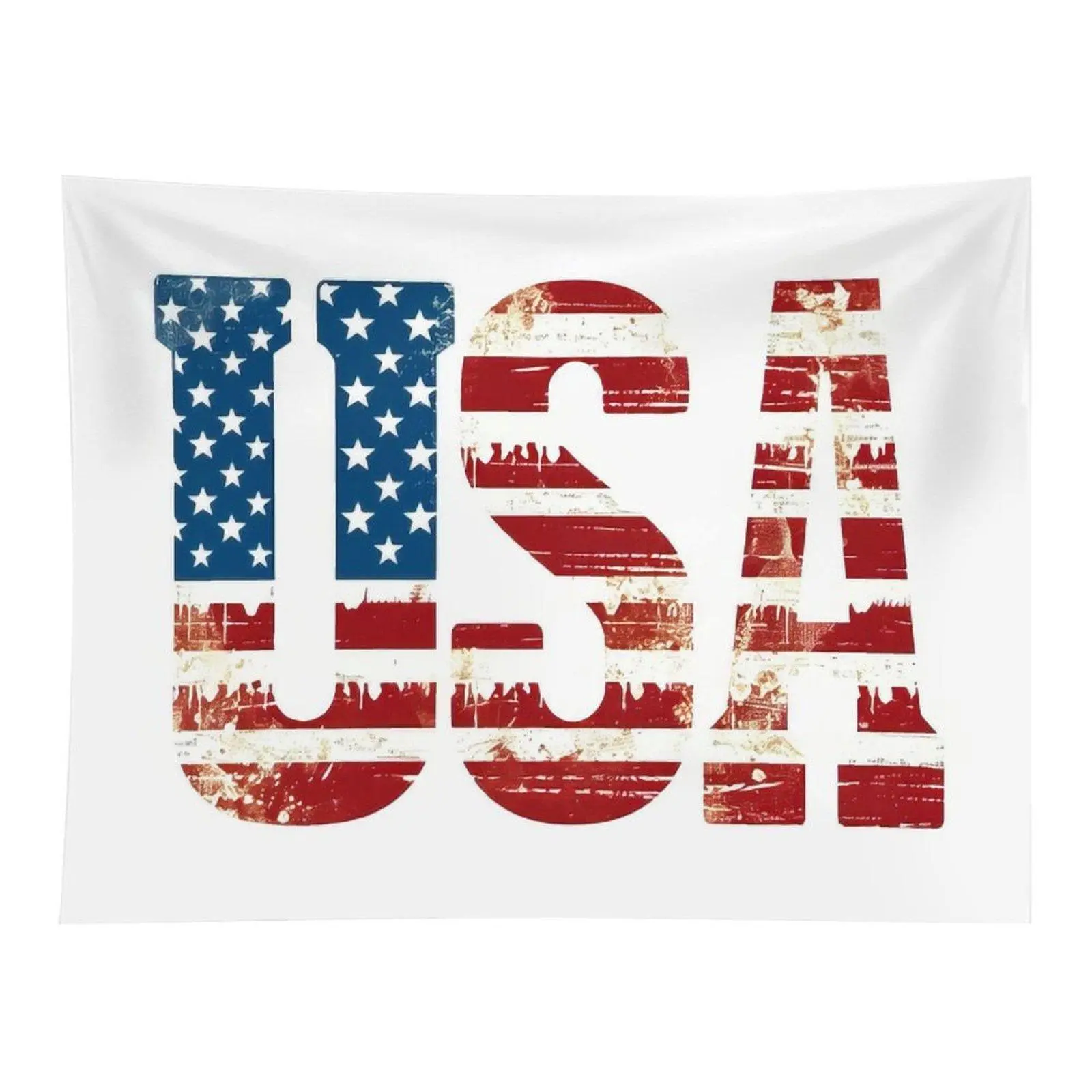 Distressed USA Letter With American Flag Pattern Wall Tapestry Vintage Patriotic Art Wall Hanging For Bedroom Dorm Home Decor