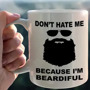 Bearded Men Coffee Cup, Ceramic Coffee Mug Double-Sided Design, Tea Cup for Hot or Cold Drinks, Funny Bearded Men Gift, Ceramic Drinkware