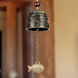 Retro dragon bell feng shui wind chime good luck hanging bell courtyard indoor and outdoor front door decoration, garden patio decoration, send relatives and friends commemorative wind chimes