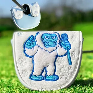 1-Pack Putter Cover, Snow Ape Design, Durable PU Material, Soft Lining, Cute Cartoon Design, Golf Club Head Cover, Golf Accessory