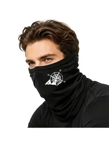 Unisex Open-top Sun Hat, Neck Gaiter, Face Shield, Mask and Scarf with Mountain and Compass Print. Suitable for Men and Women Outdoor Sports and Gift, Bandana Mask