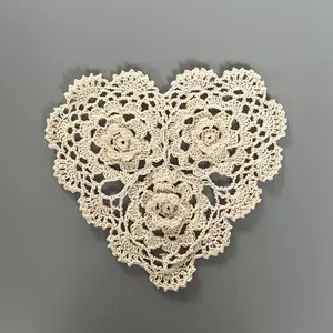 Handmade Crochet Three-dimensional Heart Lace Vintage Coaster Coffee Cup Mat