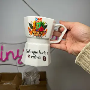 Puerto Rico Coffee Mug - Cafe que huele a calma - Handmade Ceramic Mug with Puerto Rican Flag Design
