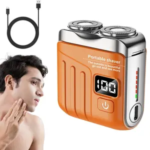 Luggage Electric Shaver R-19, USB Rechargeable Mini Shavers for Men, Mini and Portable Suitcase Design, Electric Razor with Double-Ring Magnetic Cutter for Travel & Daily Use`