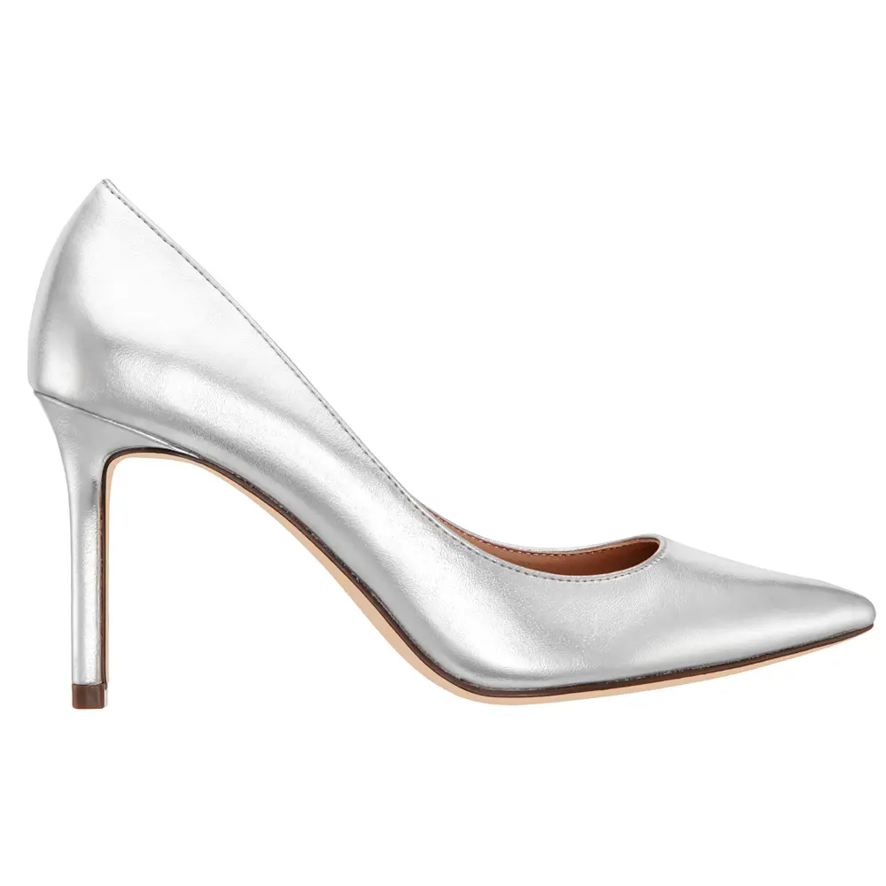 Nina Womens Pointed Metallic Toe Stiletto Pumps Dress Casual High Heel 3" & Up - Silver