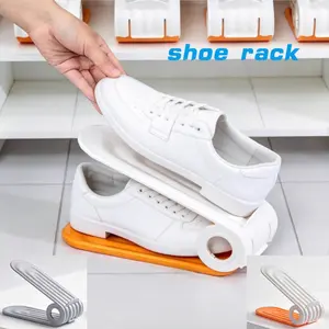 Shoe Slots Organizer for Closet 2PACK Shoe Stacker Rack Transparent PET Material Height Adjustable Anti-Slip Design Space Saver Storage Holder