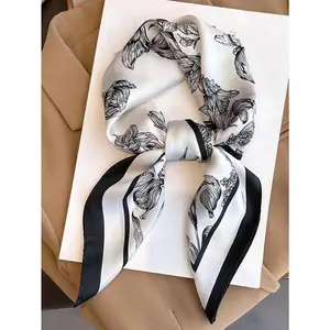 1 pc 70 cm bandana, imitation silk printed square scarf headband, multifunctional tie suitable for everyday use; elegant bandana/hair band/head band ideal for dressing up your look