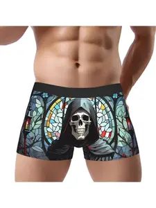 1 piece Santa Muerte Underpants Breathable Panties Man Underwear Print Shorts Boxer Briefs