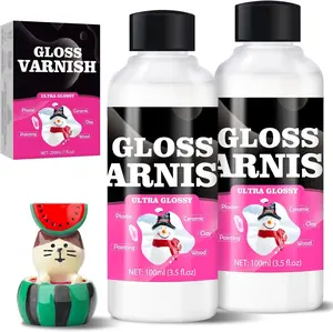Air Dry Clay Varnish, 200ml/7oz High Gloss Varnish, Ceramic , Clear Clay Sealant with Brushes for Craft Pottery,  Painting, ,  Cracking  Wear,