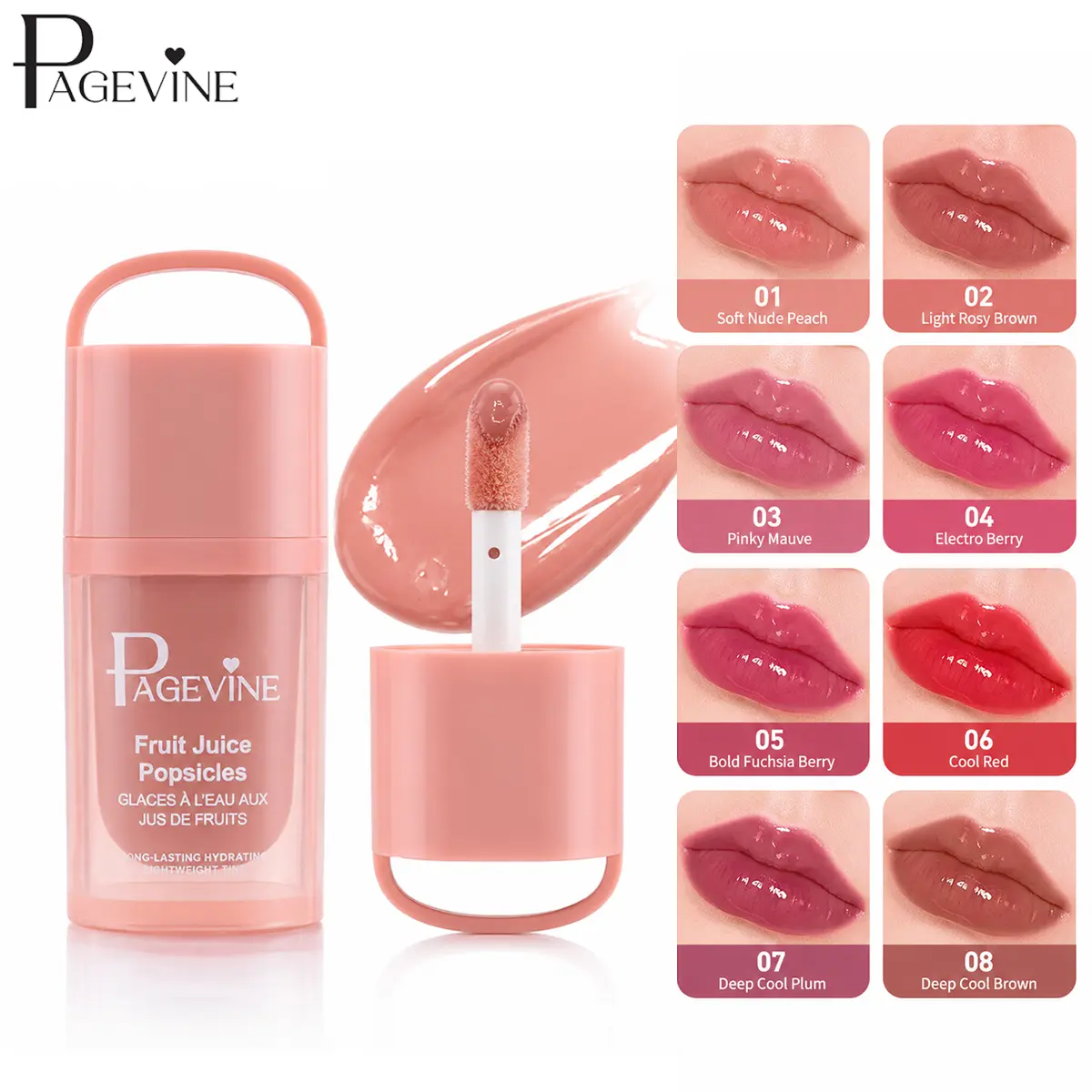 Glossy Lip Tint, Water-to-Oil Lip Stain with Buildable Juicy Color, Hydrating Lightweight Formula, Non-Sticky Dewy Finish, Long-Lasting Lip Tint Makeup for Daily Wear.
