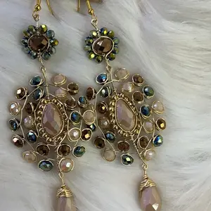 Aretes de cristal con chapa de oro