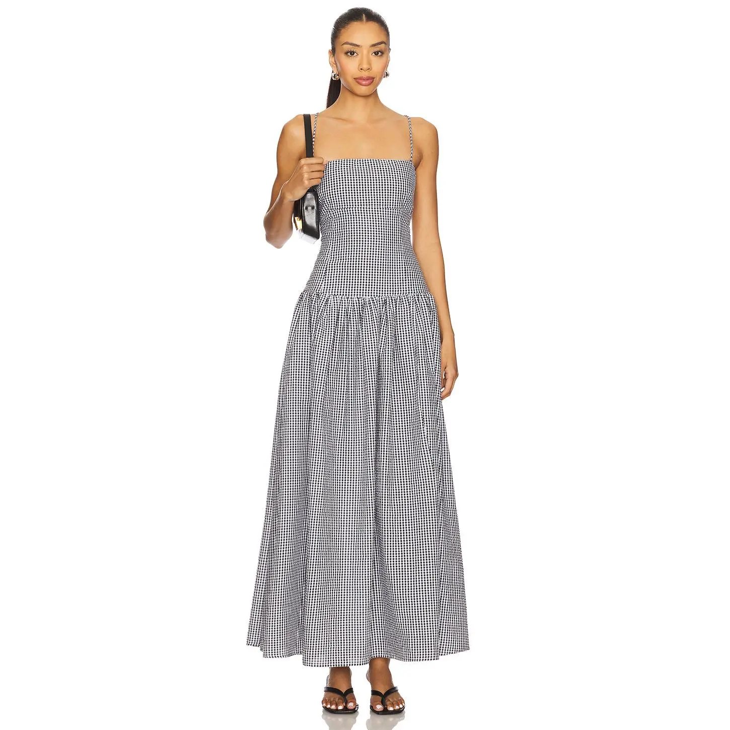 Tularosa Reese Maxi Dress in Black & Ivory Gingham