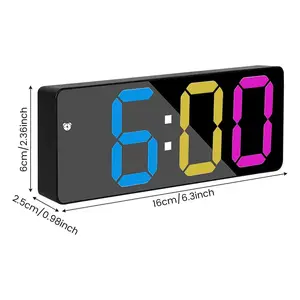 KOMOX Small Digital Alarm Clock, Mirror Surface LED Electronic Clocks with Large Display, Adjustable Brightness and Snooze Model for Bedroom, Desk, Office