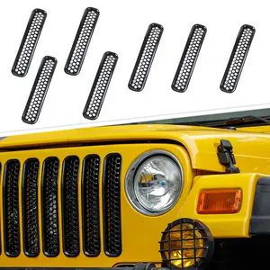 Front Grille Cover Insert Mesh Grill Trim for Jeep Wrangler TJ 1997-2006 Exterior Decoration