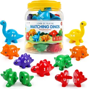 Matching Letters Counting Dinosaur Toys with Double-Sided ABC Alphabet Preschool Learning Uppercase Lowercase Sensory Sorting Educational Toy Sets for Kids Toddler Aged 3+ Years Old