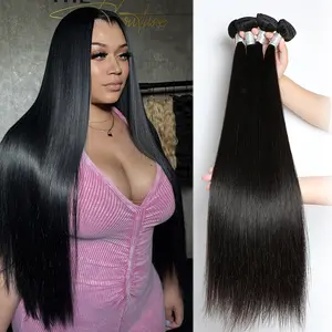 Iwish Straight Bundles Human Hair Brazilian Unprocessed Virgin Hair Extensions For Women Natural Black Straight 15A Raw Hair Weave 30 32 Inch Quick Weave Sew In TikTok