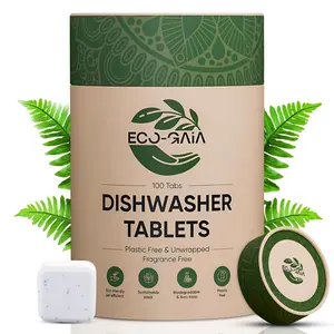 100% Plastic-Free Dishwasher Detergent Tablets, 100 Count, Free & Clear, Eco-Friendly Dishwashing Tablets, Natural, Sustainable