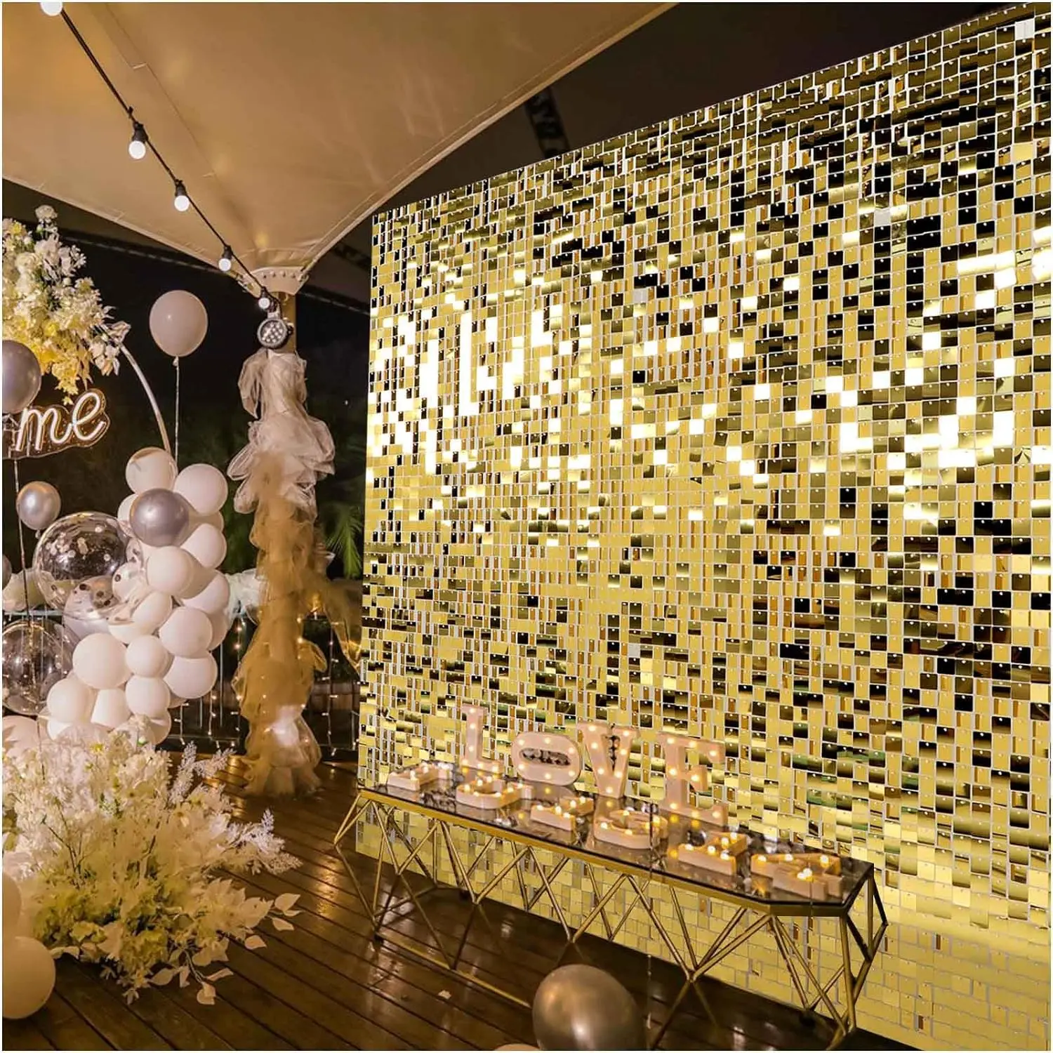 Gold/Silver/Rose Gold/Champagne Sequin Wall Panels Shimmer Wall Birthday Party Backdrop Decorations