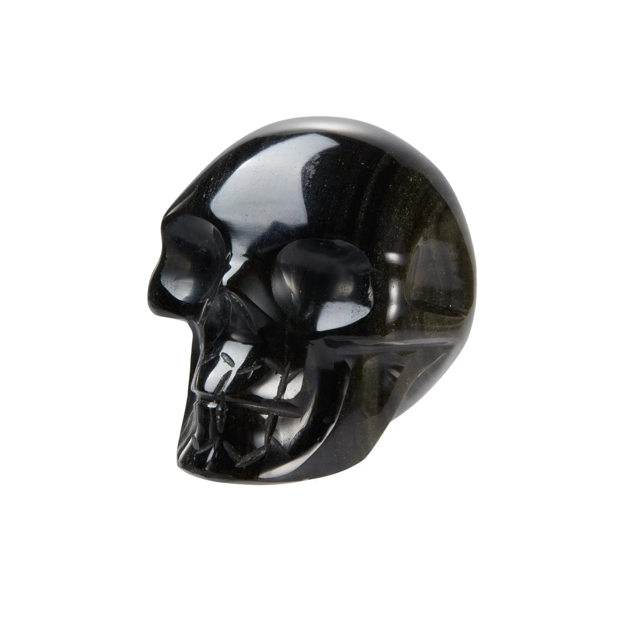 Gold Sheen Obsidian Polished Skull, Natural Stone from Mexico