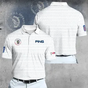 2026 White Trophy Pattern Golf Polo Shirt for Men – Championship Inspired Performance Polo, All Over Mini Trophy Print Design, Breathable Moisture Wicking Athletic Shirt, Tournament Style Sportswear, Lightweight Summer Golf Outfit, Golf Lover Gift