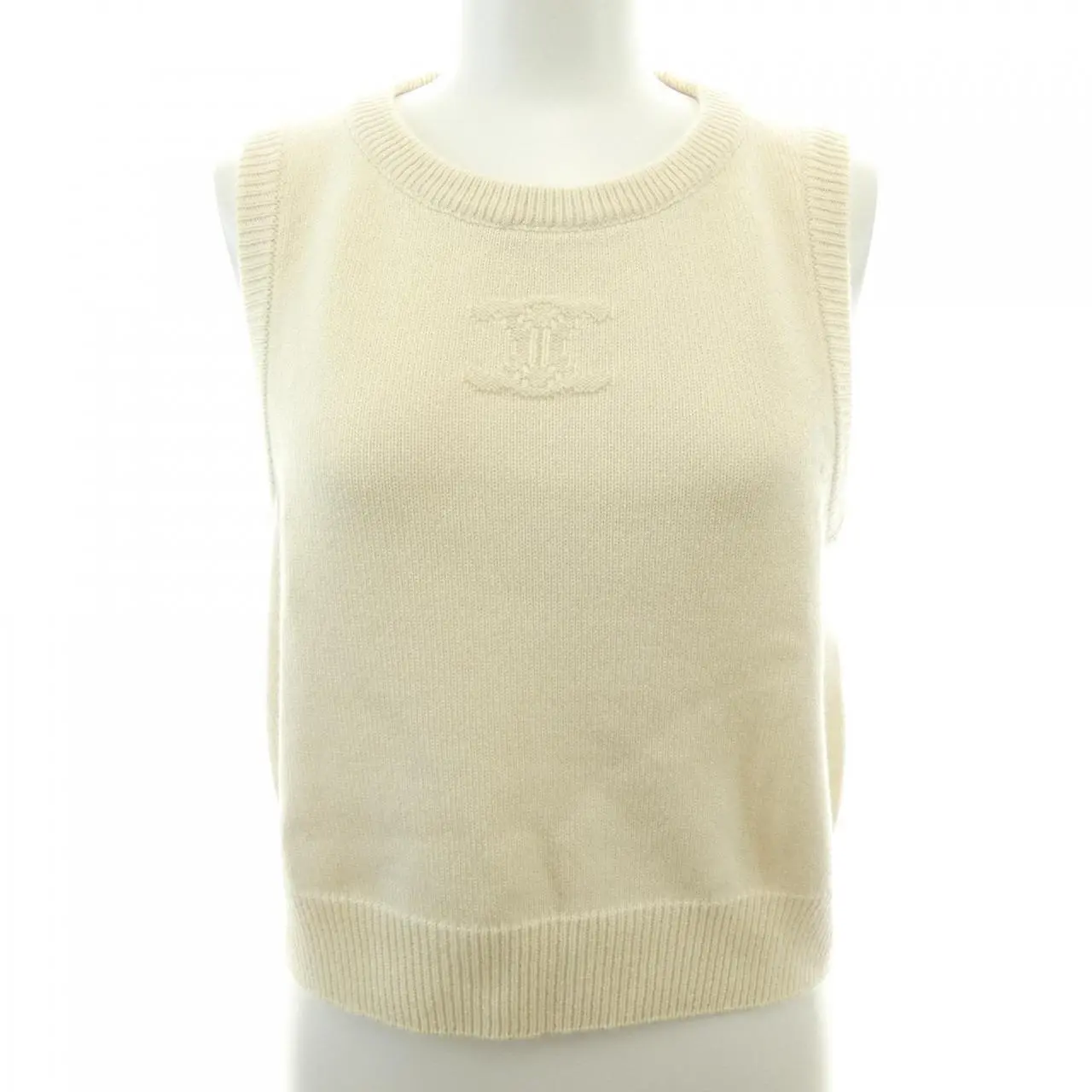 Pre-owned Celine Cashmere Small Leather Goods Triomphe Jacquard Knit Vest