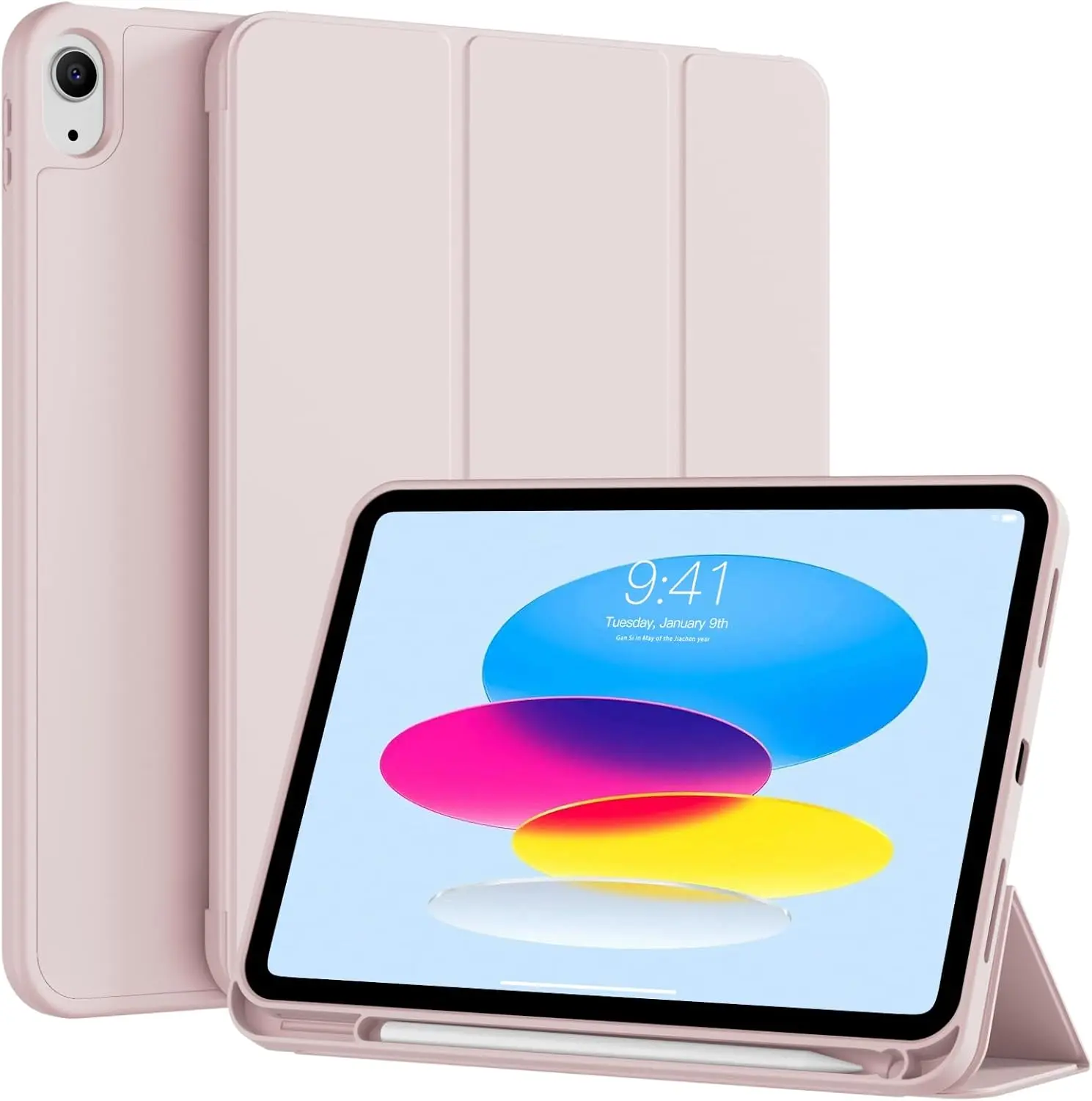 iPad Air 11 in Protective Cover for 7th/6th Gen, Slim Trifold Foldable Stand Casing, Soft TPU Back Shell, Touch ID, Auto Wake/Sleep, Magnetic Red PU Leather Tablet Accessory (Not for iPad 10/11), Accessories